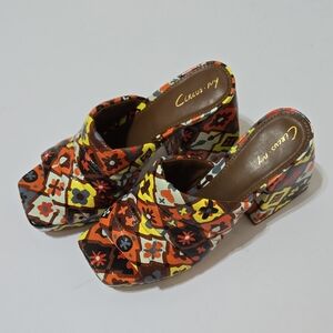 Circus by Sam Edelman MARLIE Women's Block Heel Colorful Patterned Mules